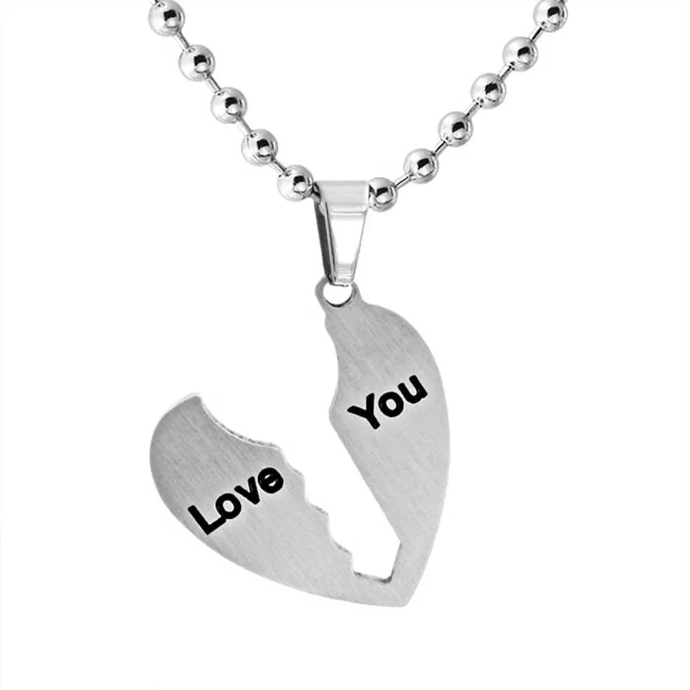 Best Friend Split Broken Heart Break Apart Stainless Steel Necklace