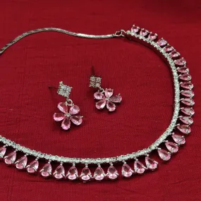 Bhavi Jewel Silver Plated Ad Stone Neckalce Set