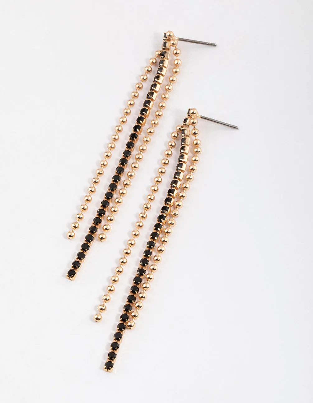 Black Ball Chain & Cupchain Drop Earrings