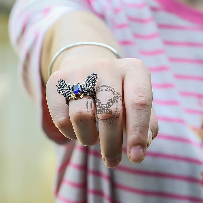 Black Devil Wings Brass Gothic Ring