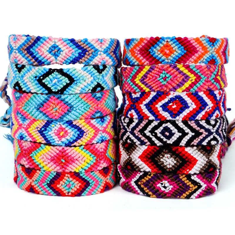 Bohemian African Rainbow Handmade Braided Bracelet Bangles