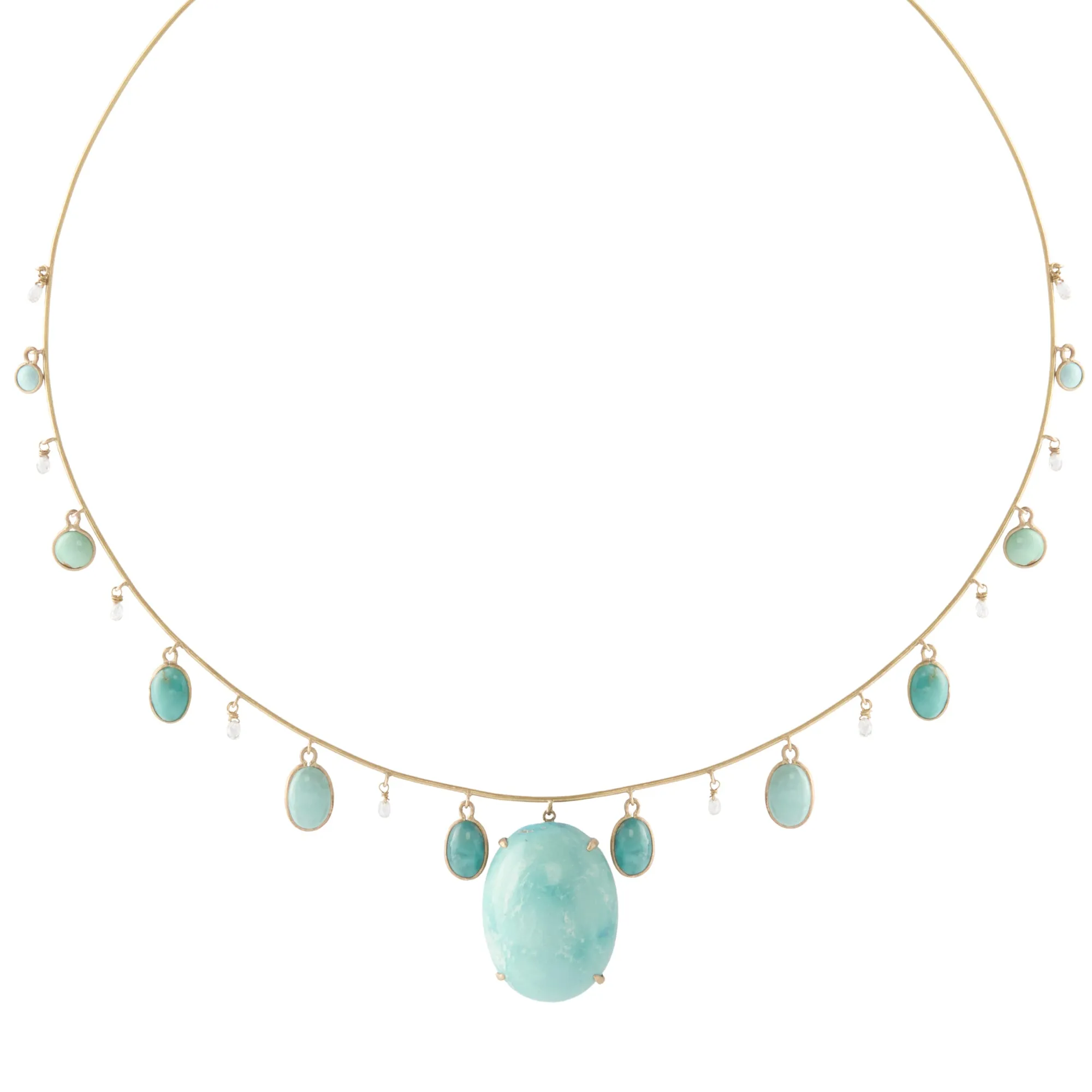 Briolettes Choker - Turquoise and Diamond