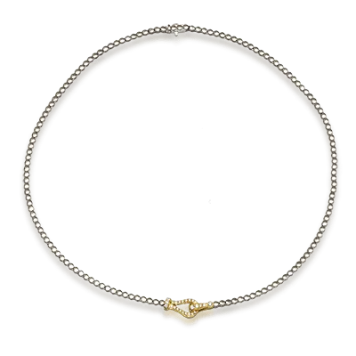 Buckle Necklace in 18k Gold with Diamonds