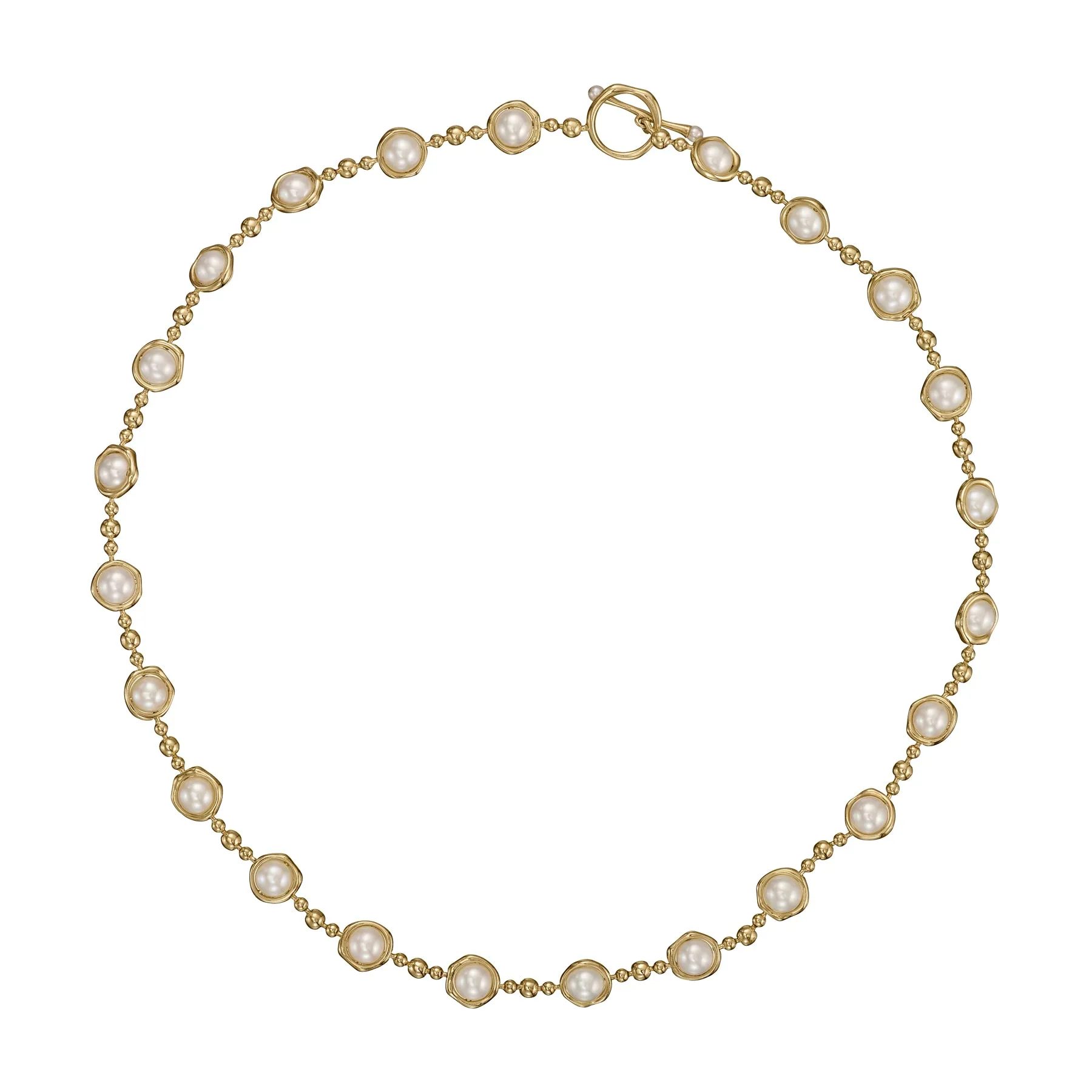 Celestial Pearl & Gold Bead Toggle Necklace