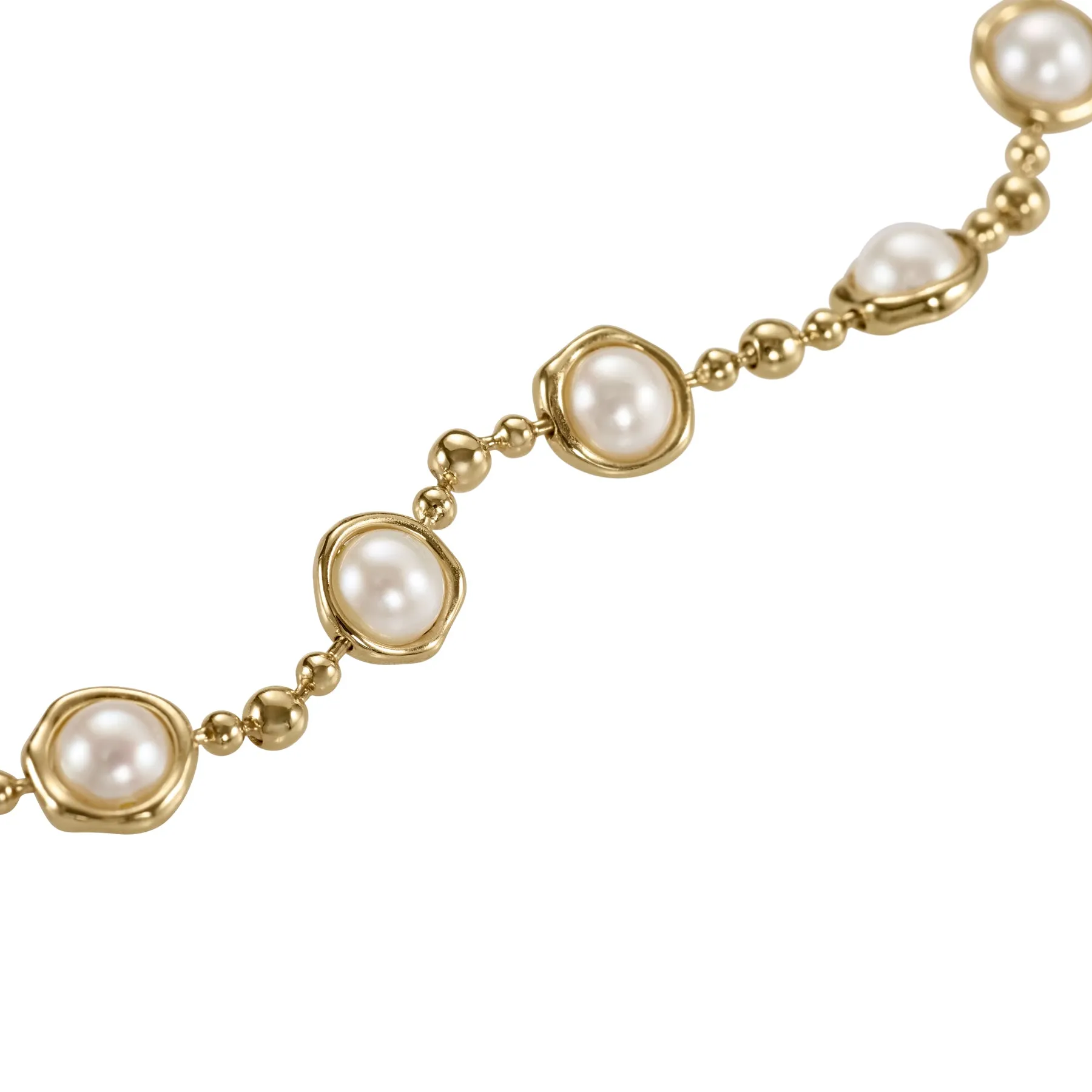 Celestial Pearl & Gold Bead Toggle Necklace