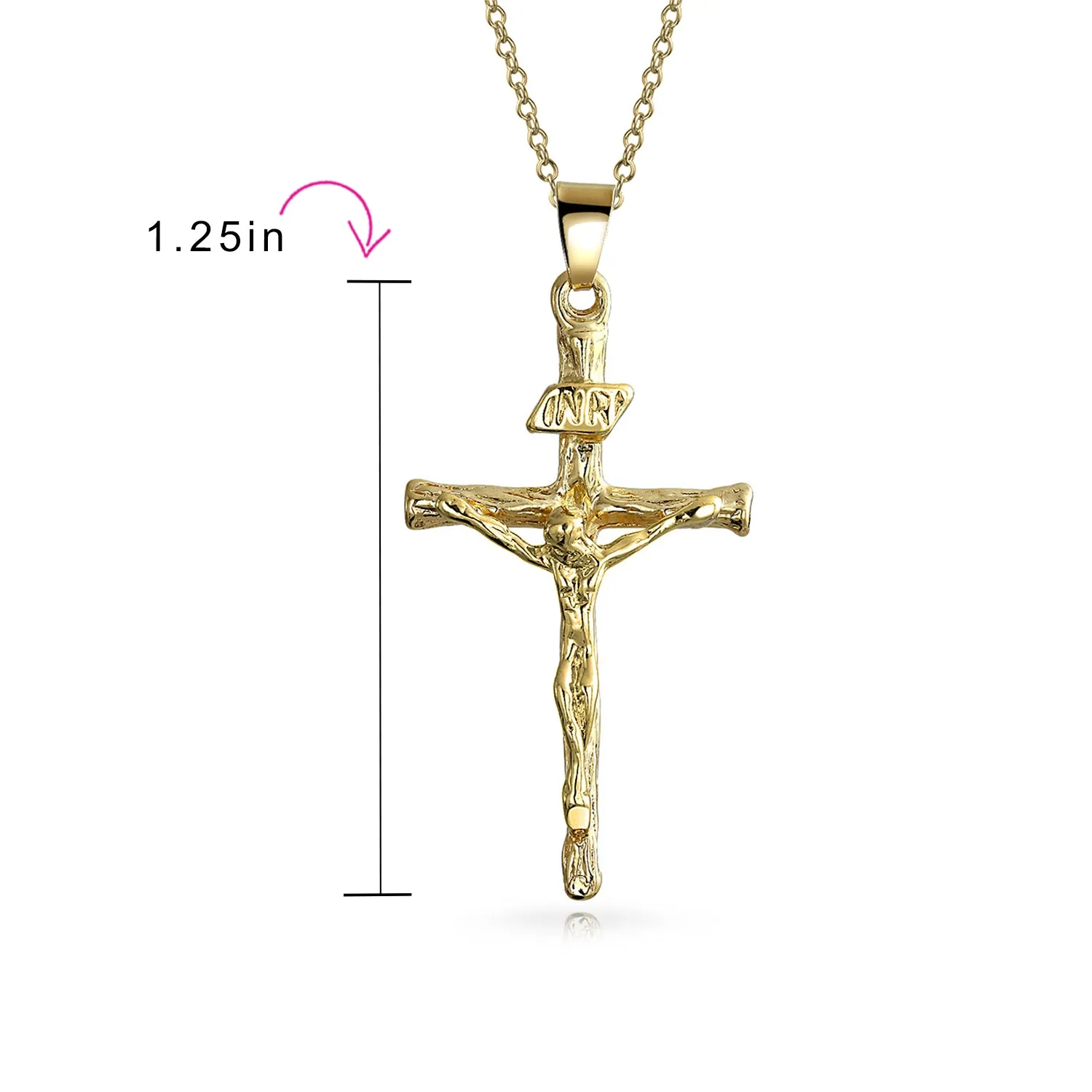 Christian Religious Jesus Crucifix Cross Pendant Necklace 2 Tone Gold Plated