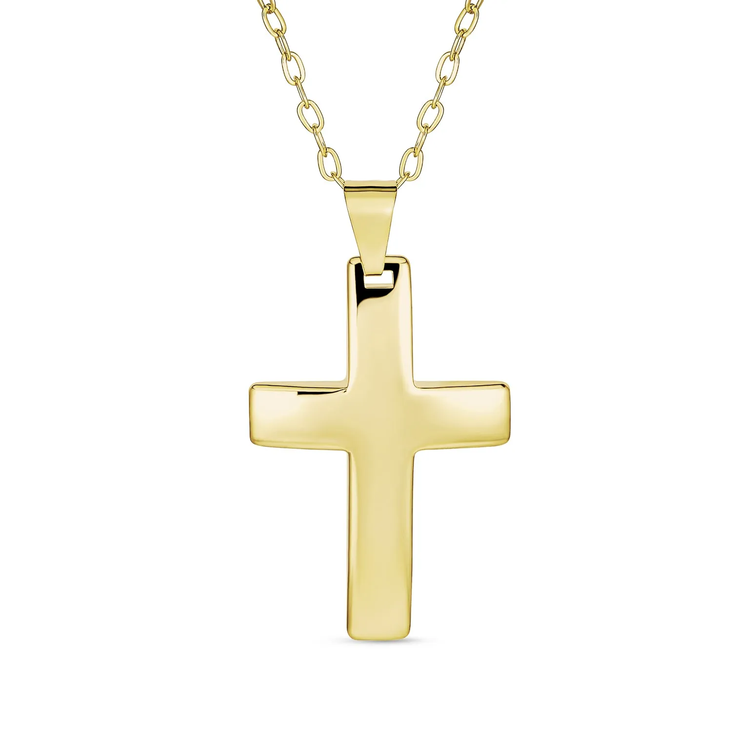 Christian Religious Jesus Crucifix Cross Pendant Necklace 2 Tone Gold Plated