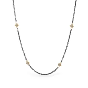 Contrast Petite Stone Necklace in Silver Diamond