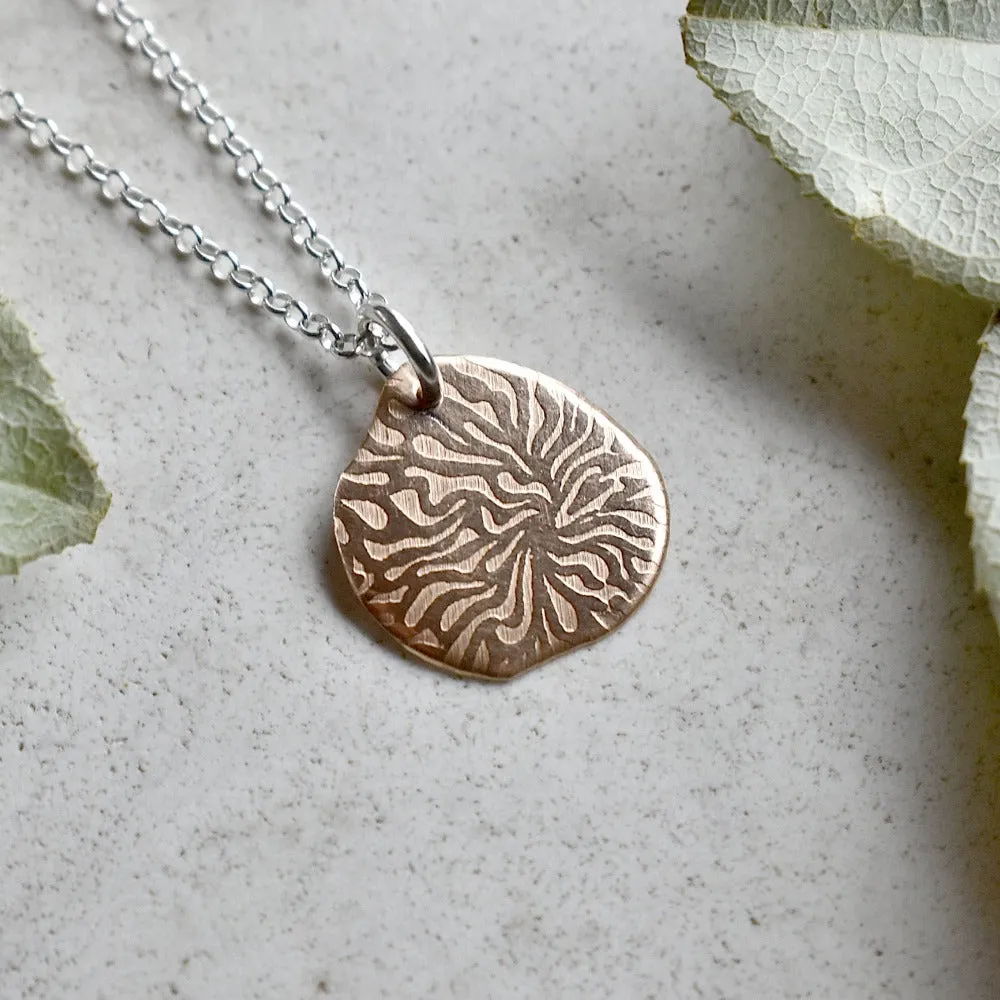 'Coral' Small Patterned Pendant Necklace