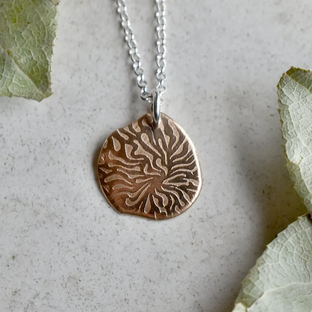 'Coral' Small Patterned Pendant Necklace