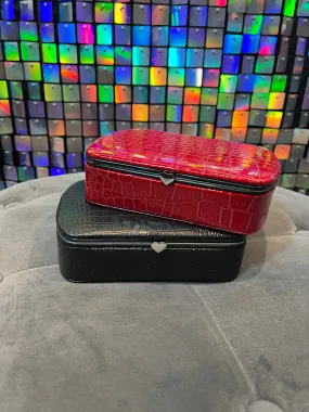 Croc Effect Jewellery Box with heart closure