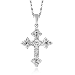 Cross Pendant in 18k Gold with Diamonds