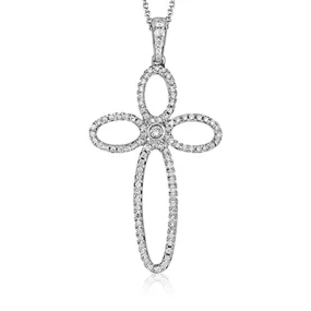 Cross Pendant Necklace in 18K Gold with Diamonds