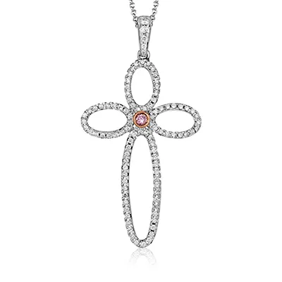 Cross Pendant Necklace in 18K Gold with Diamonds