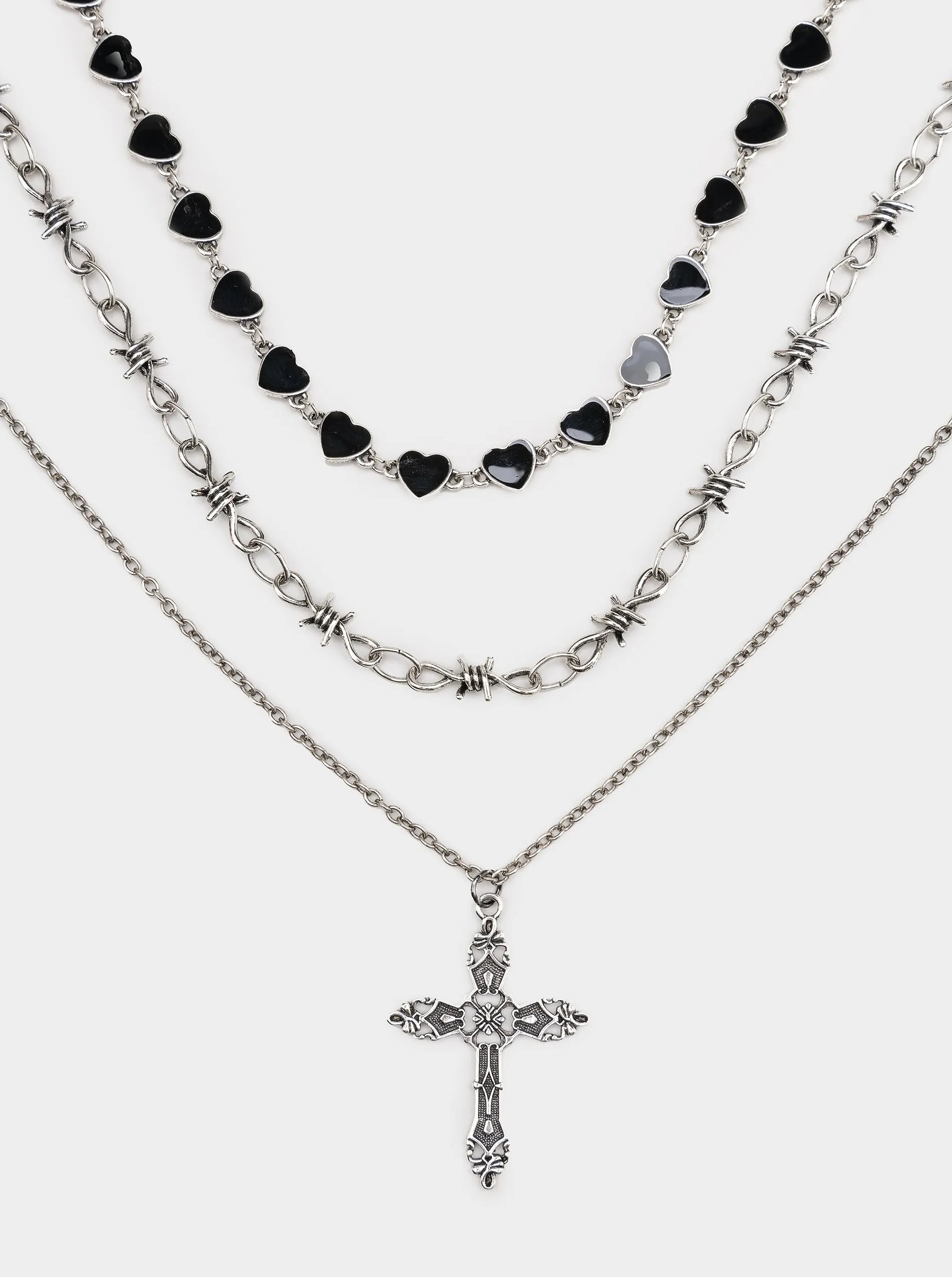 Crown Of Thorns Silver Necklace Set