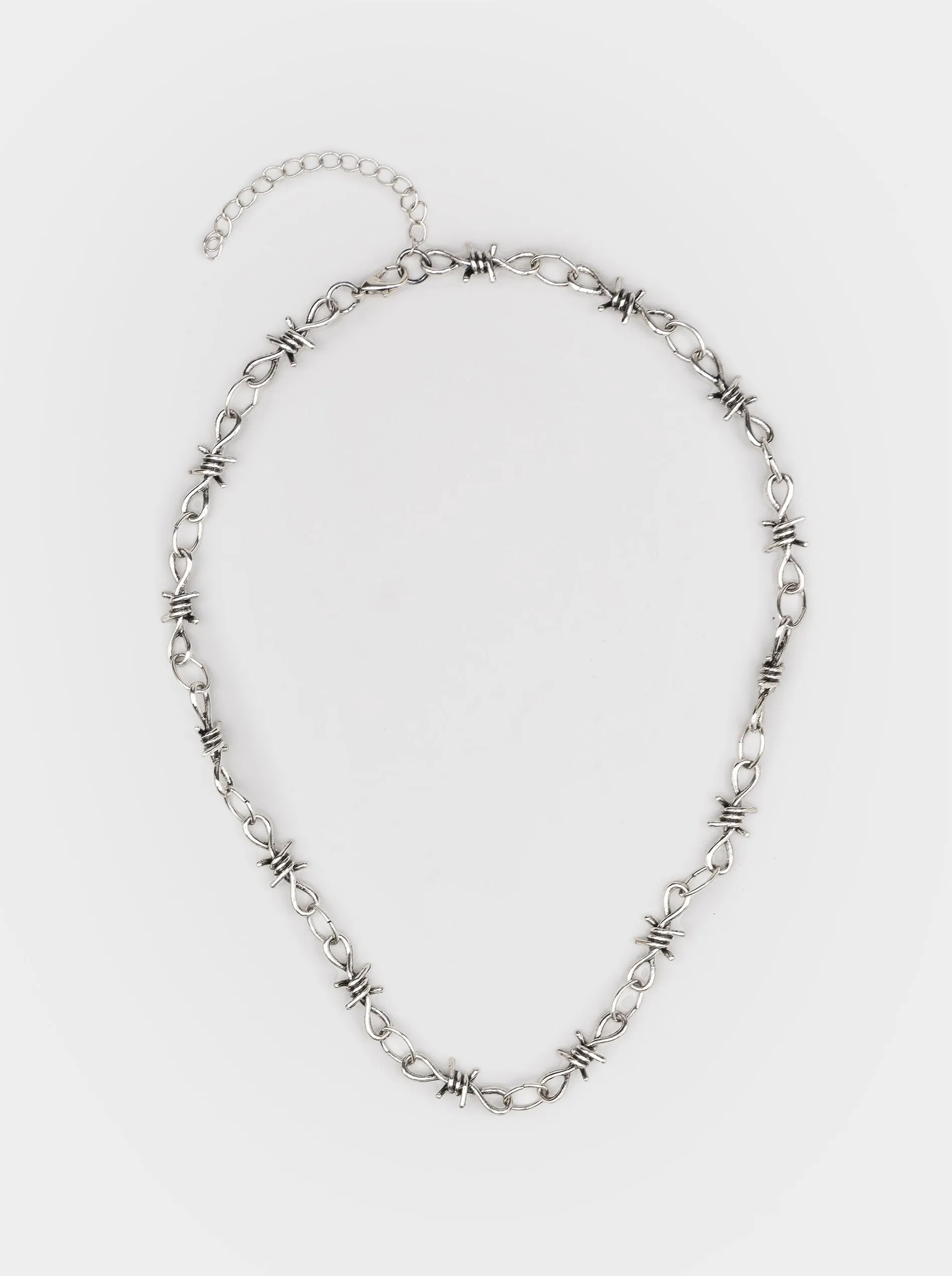 Crown Of Thorns Silver Necklace Set