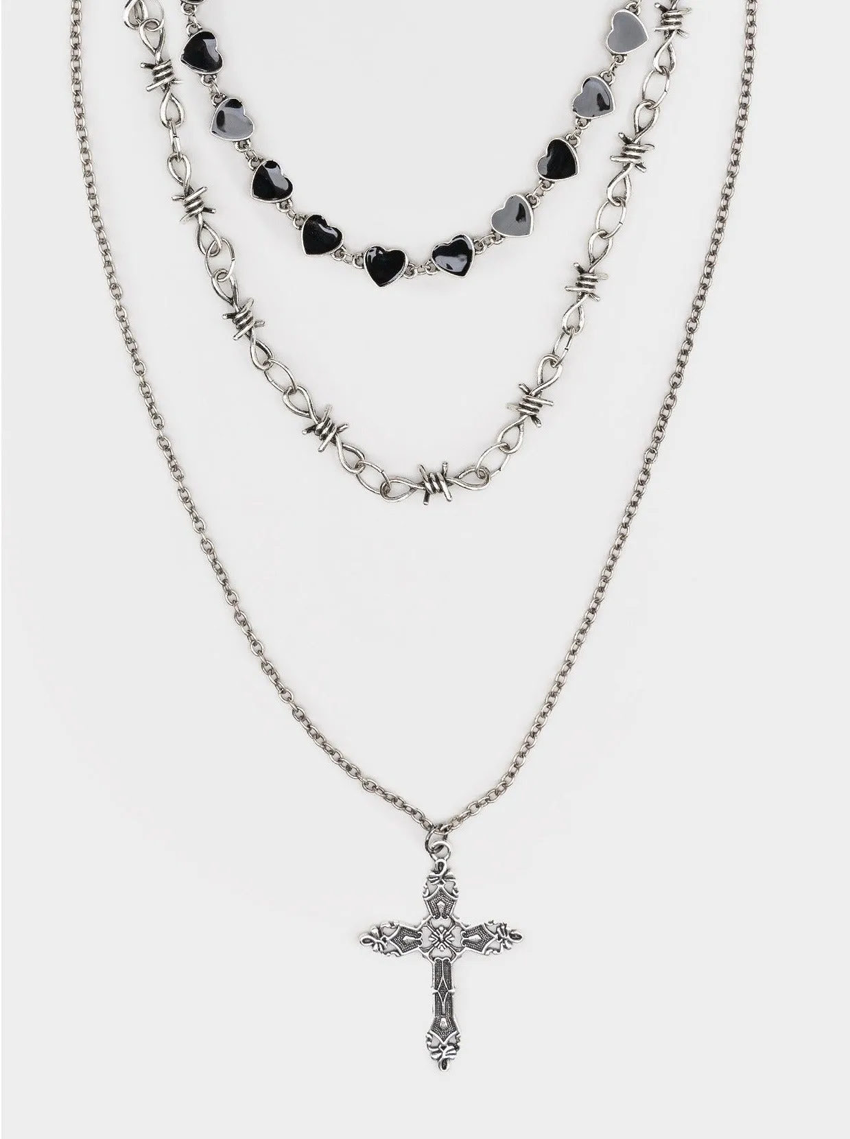 Crown Of Thorns Silver Necklace Set