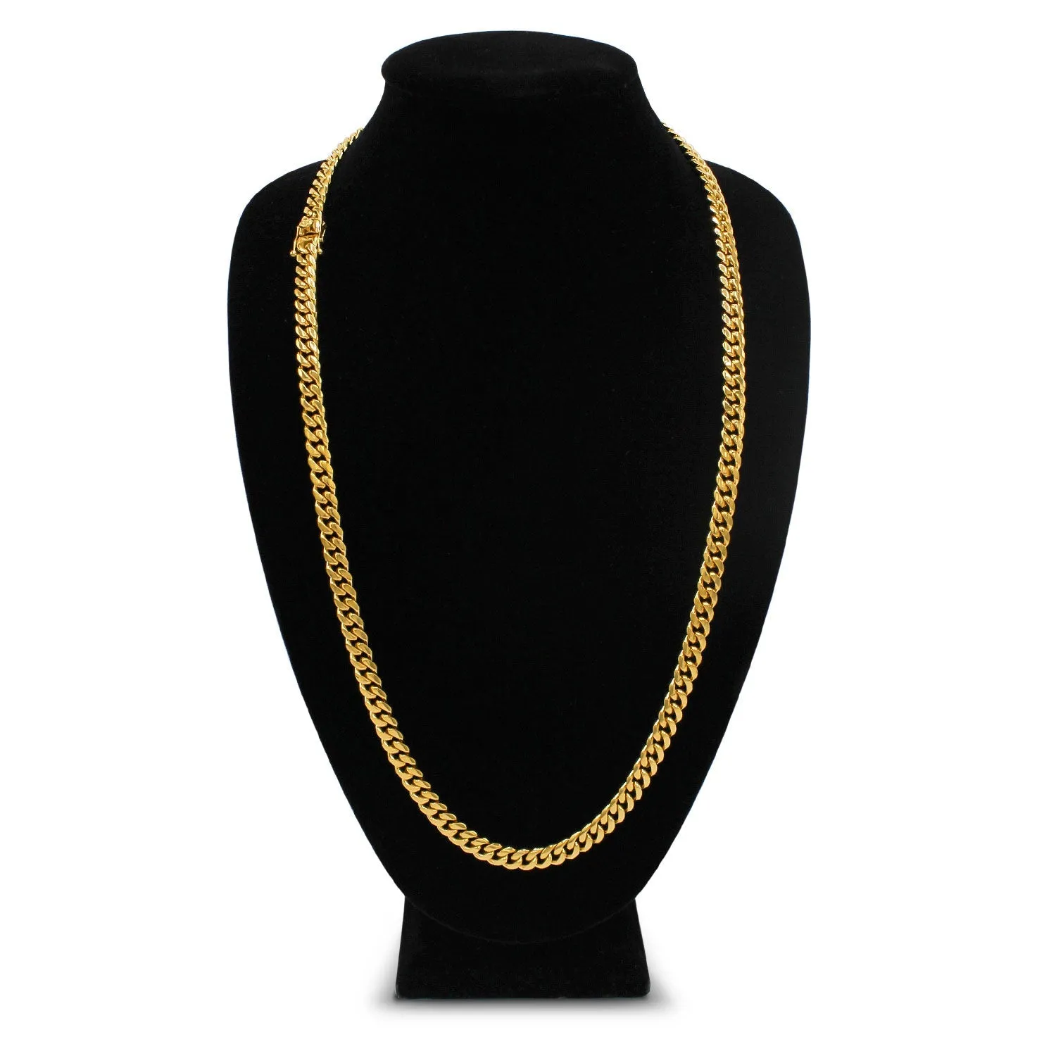 Cuban Link Chain 18K Gold Plated Curb Necklace 30" Stainless Steel Jewelry for Men