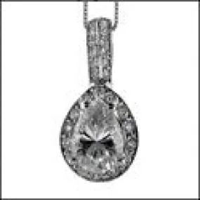 Cubic Zirconia Cz 2 Ct . Pear in Pave Pendant