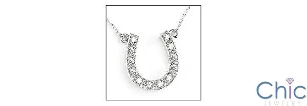 Cubic Zirconia Cz Horse Shoe Pave Round Stone Pendant