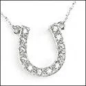 Cubic Zirconia Cz Horse Shoe Pave Round Stone Pendant