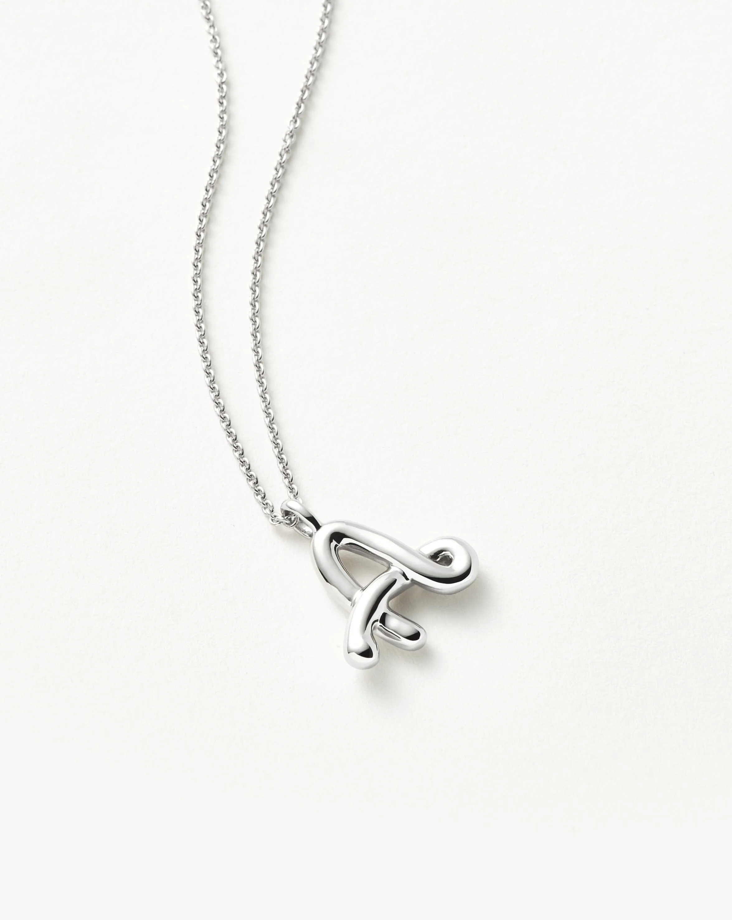 Curly Molten Initial Pendant Necklace - Initial A | Sterling Silver