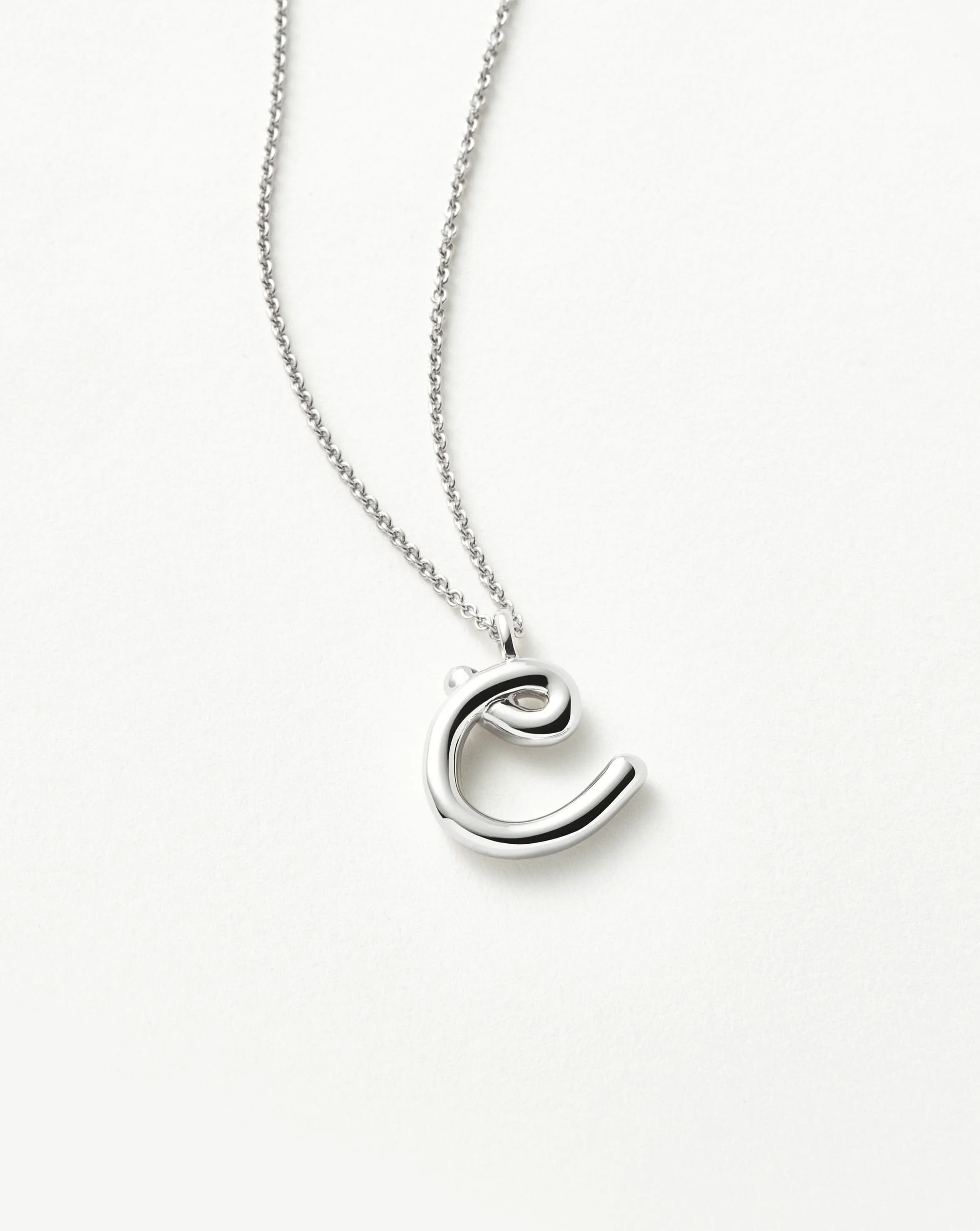 Curly Molten Initial Pendant Necklace - Initial C | Sterling Silver