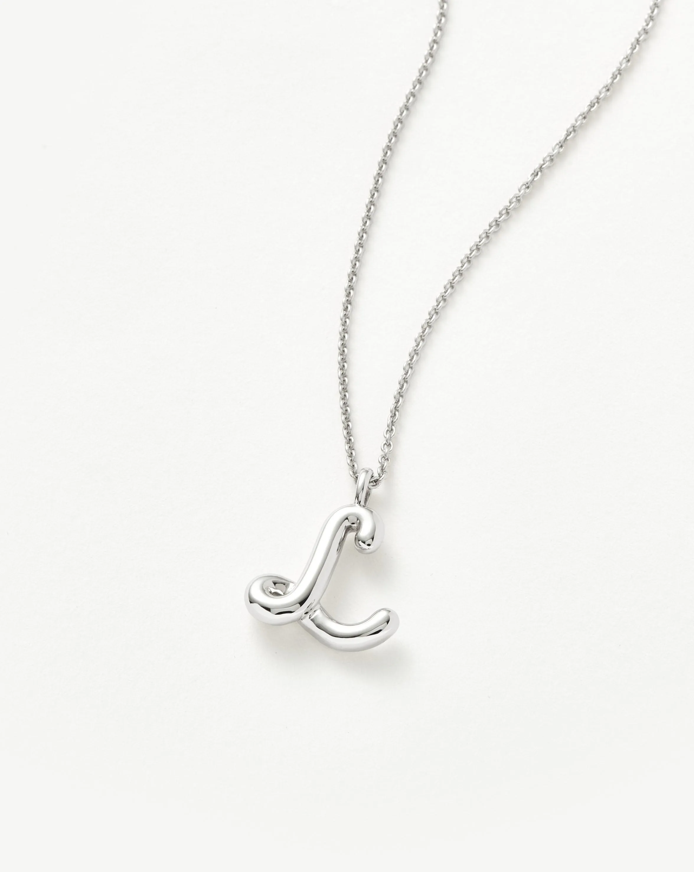 Curly Molten Initial Pendant Necklace - Initial L | Sterling Silver