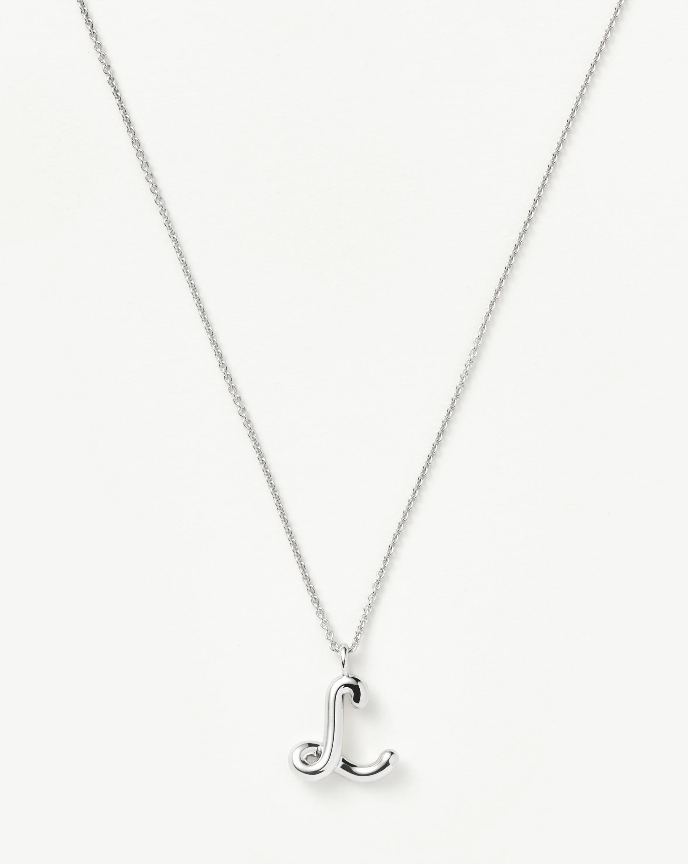 Curly Molten Initial Pendant Necklace - Initial L | Sterling Silver