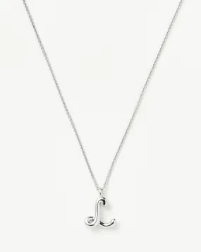 Curly Molten Initial Pendant Necklace - Initial L | Sterling Silver