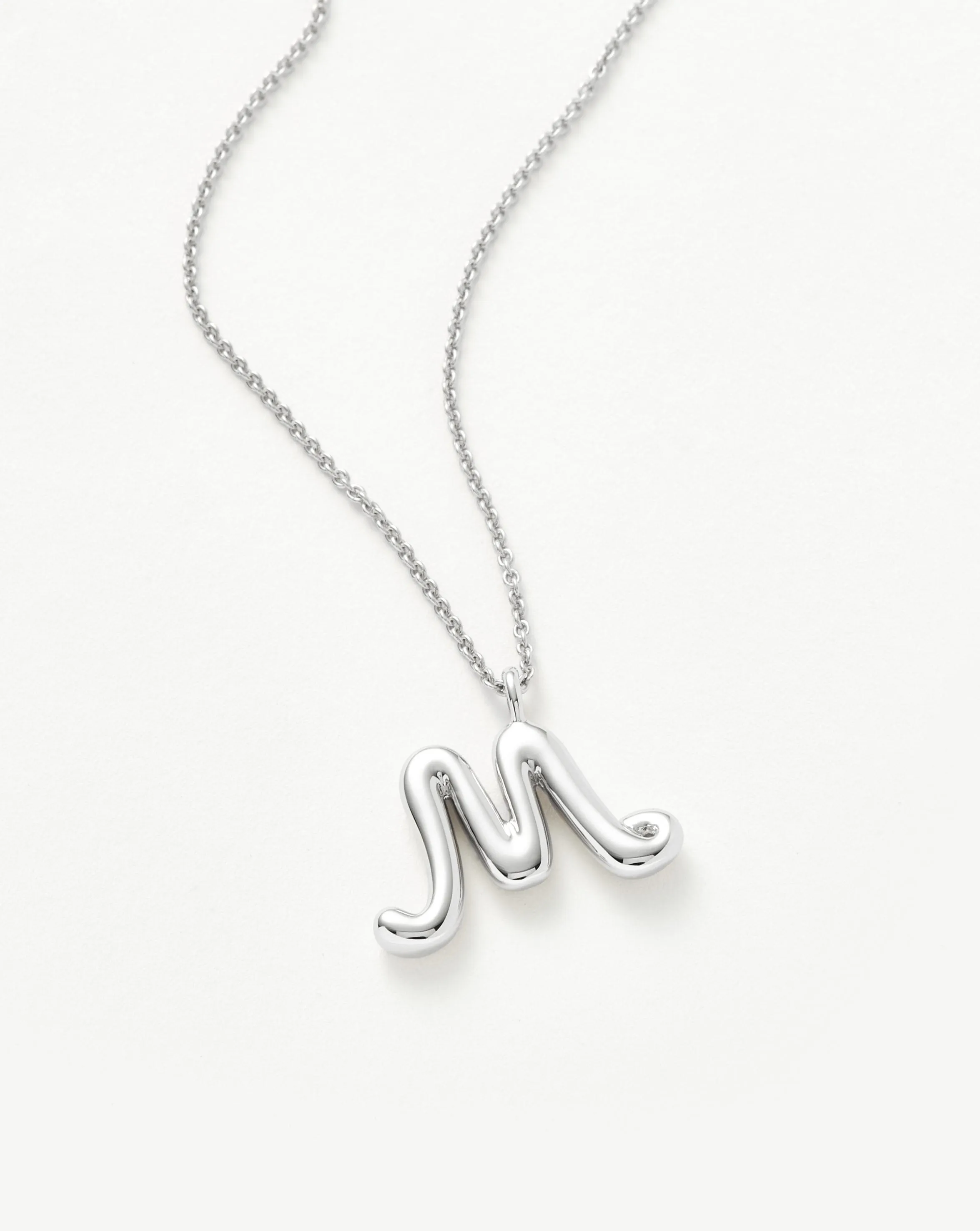 Curly Molten Initial Pendant Necklace - Initial M | Sterling Silver