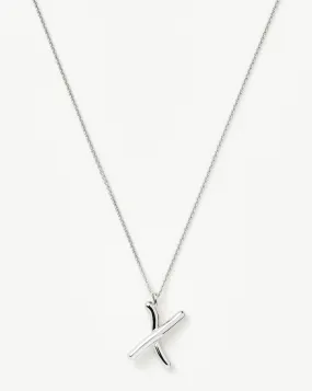 Curly Molten Initial Pendant Necklace - Initial X | Sterling Silver