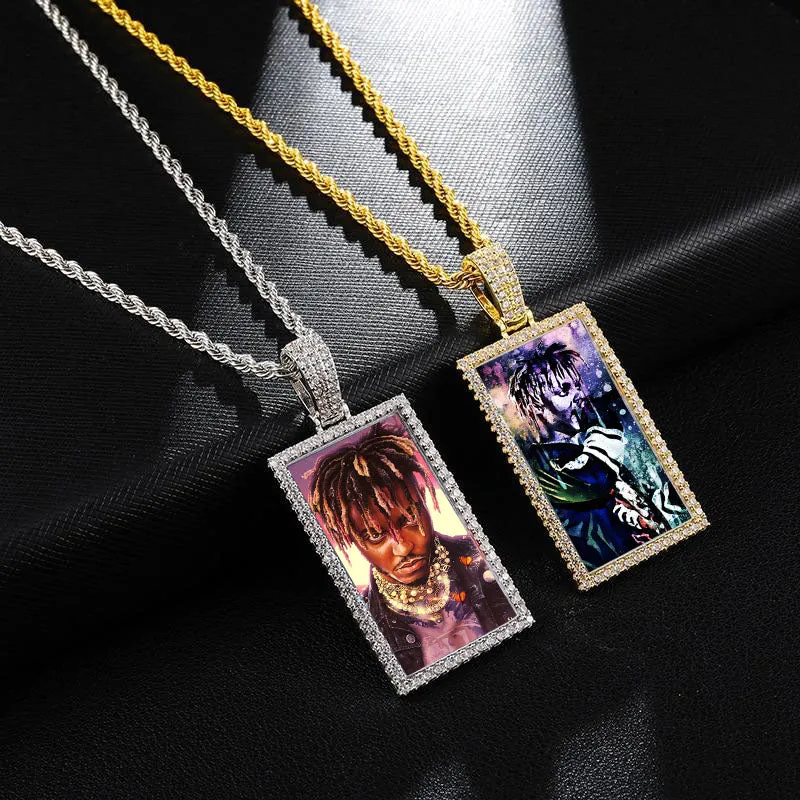 Custom Made Square Photo Medallion Necklaces