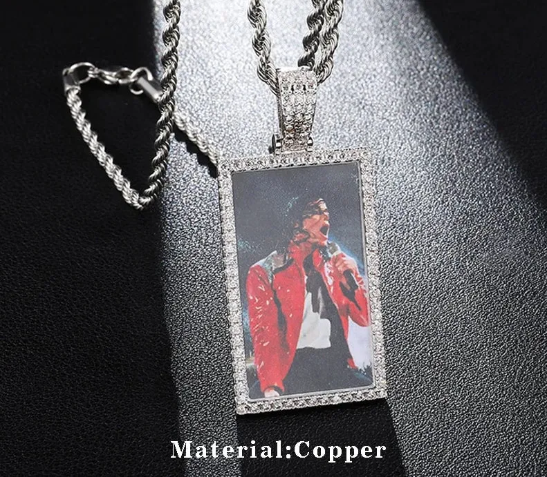 Custom Made Square Photo Medallion Necklaces