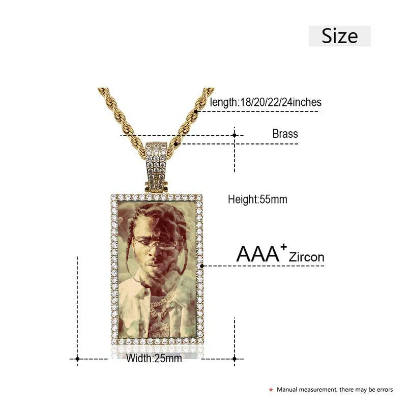 Custom Made Square Photo Medallion Necklaces