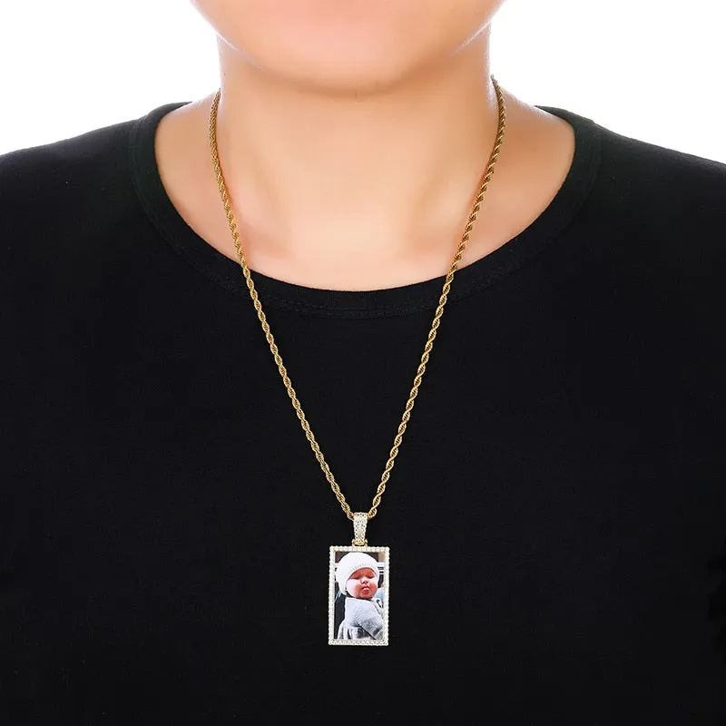 Custom Made Square Photo Medallion Necklaces