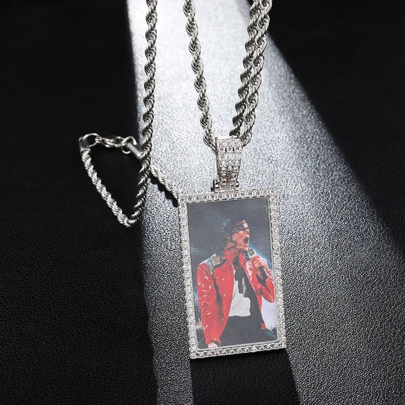 Custom Made Square Photo Medallion Necklaces