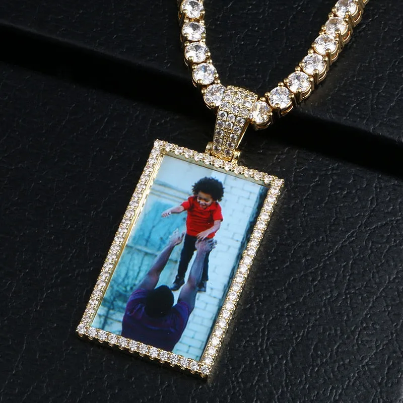 Custom Made Square Photo Medallion Necklaces