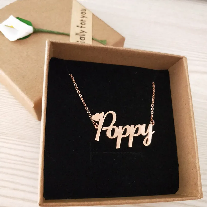 Custom Name Necklaces With Tiny Love Heart