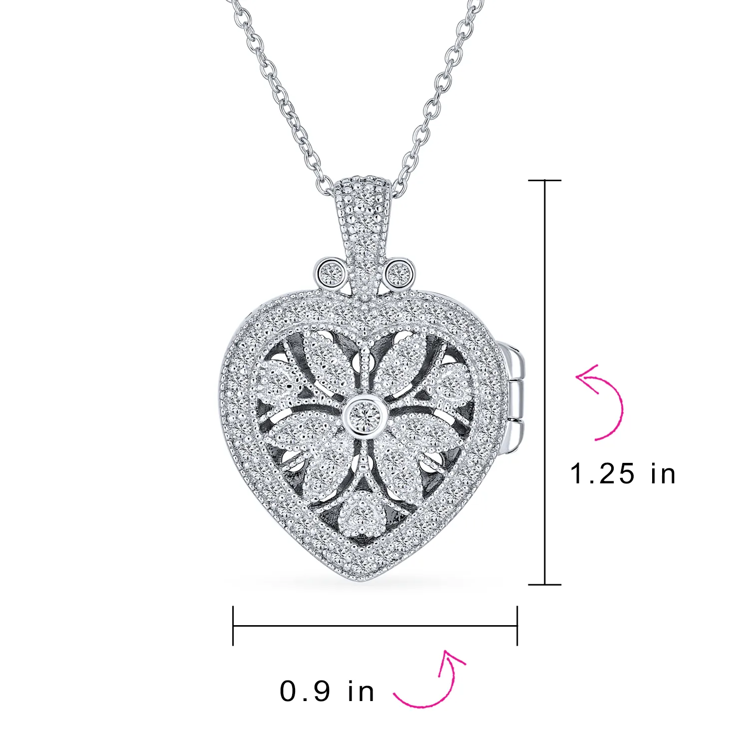 CZ Heart Flower Aromatherapy Essential Oil Perfume Diffuser Locket