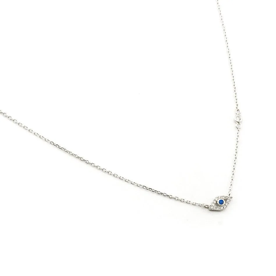 CZ Mini Evil Eye Pendant Necklace