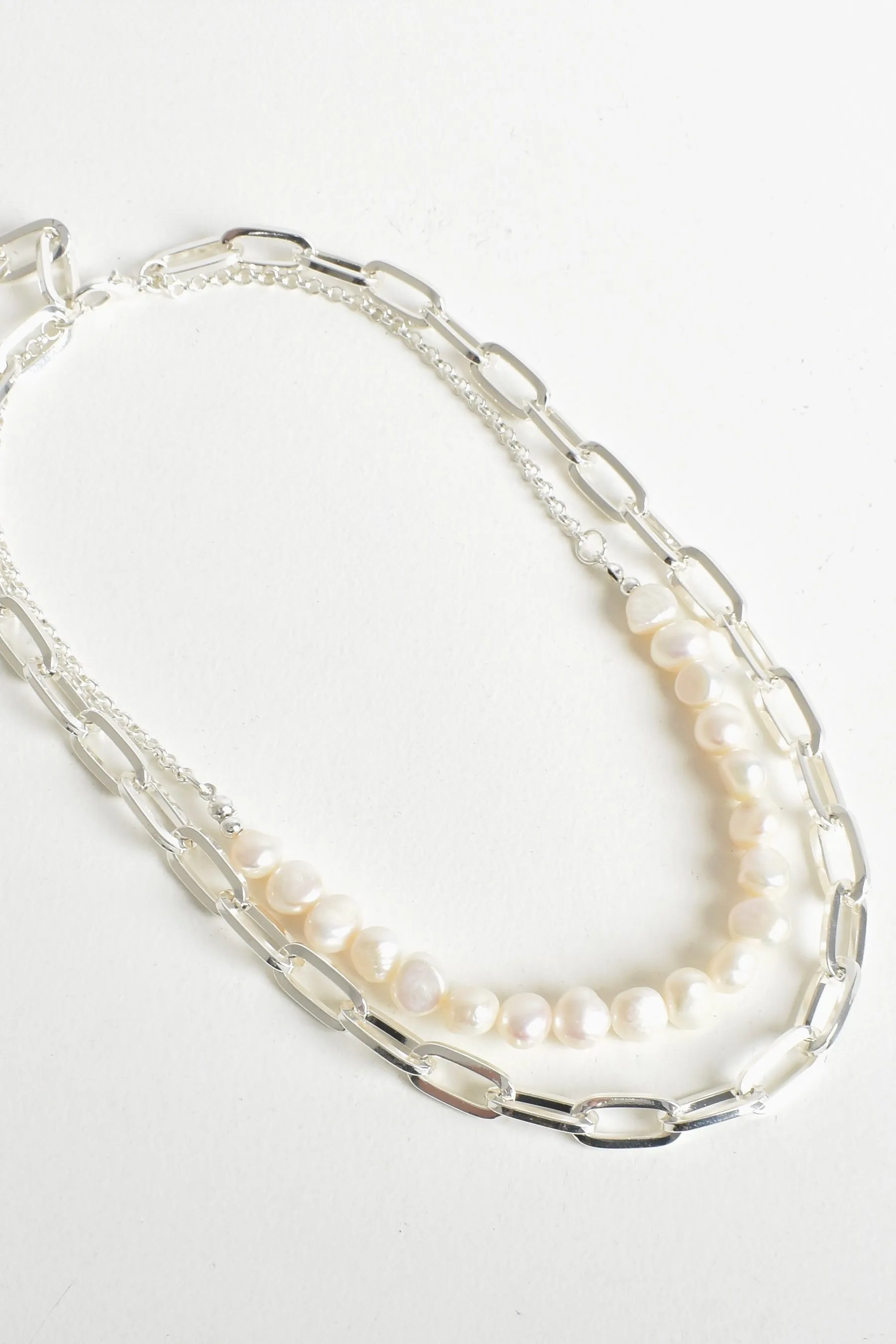 Dana Silver and Pearl Necklace - Silver