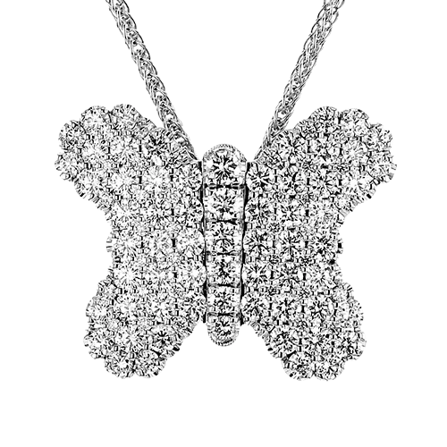 Diamond Encrusted Butterfly Pendant in 18k Gold