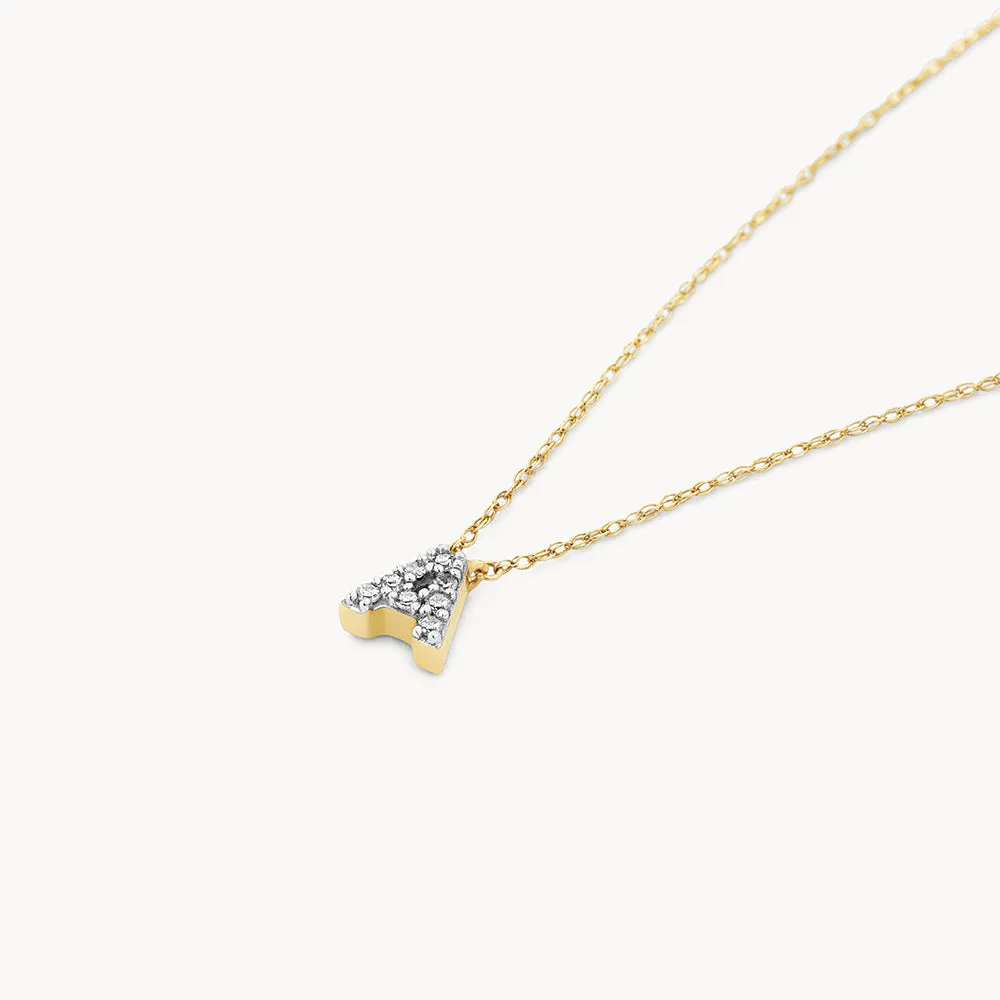 Diamond Letter A Necklace in 10k Gold