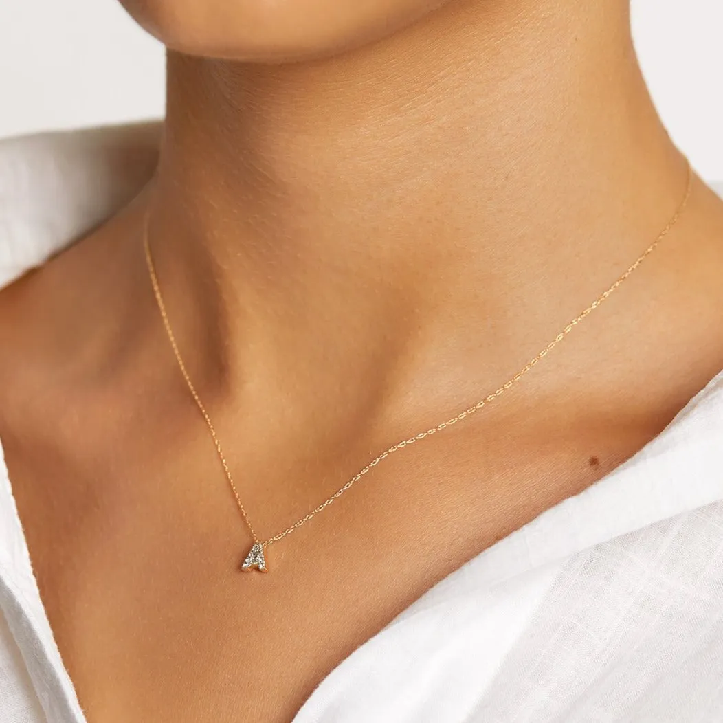 Diamond Letter A Necklace in 10k Gold