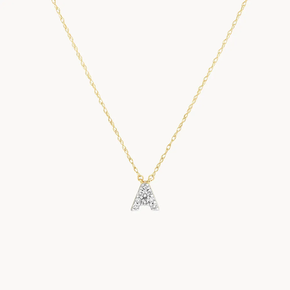 Diamond Letter A Necklace in 10k Gold