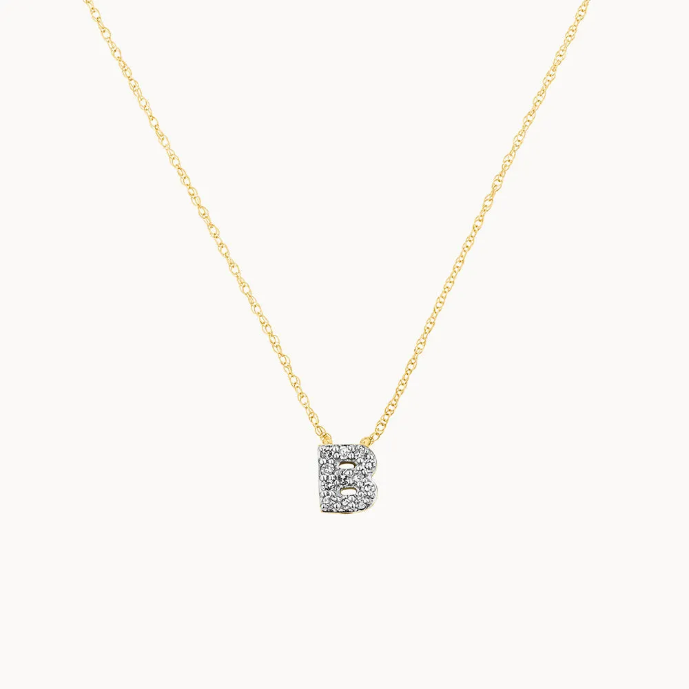 Diamond Letter B Necklace in 10k Gold