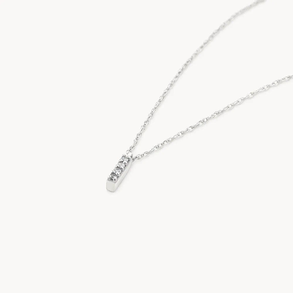 Diamond Letter I Necklace in Silver