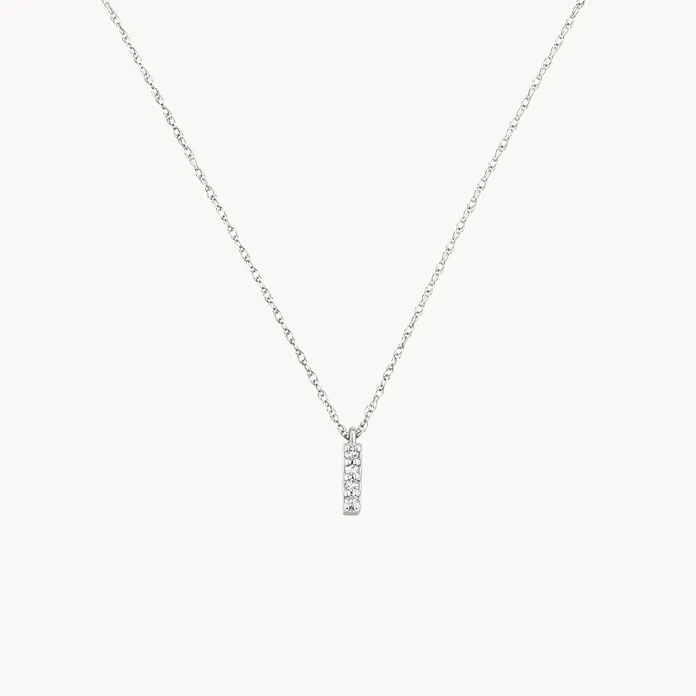 Diamond Letter I Necklace in Silver