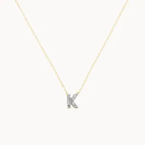 Diamond Letter K Necklace in 10k Gold